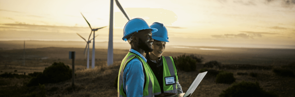 workers at wind farm